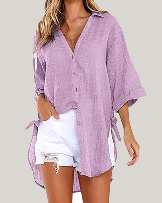 Mairead – Coastal Linen Button-Down Shirt