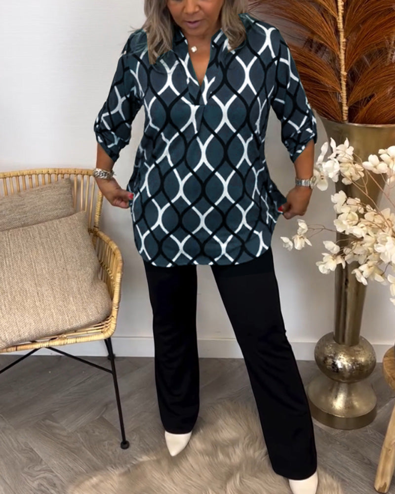 Izzie – Geometric Print Tunic Top for Women