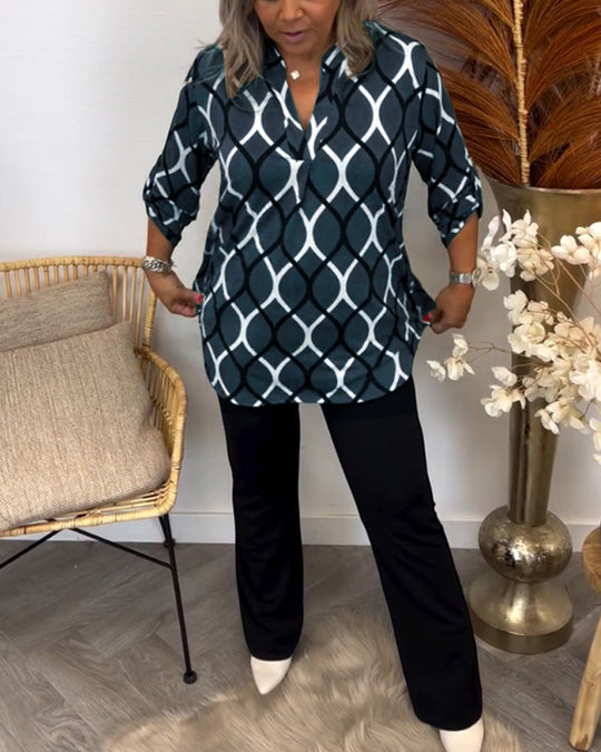 Izzie – Geometric Print Tunic Top for Women