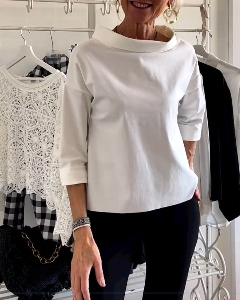 Avenelle – Luxe Drape Collar Blouse
