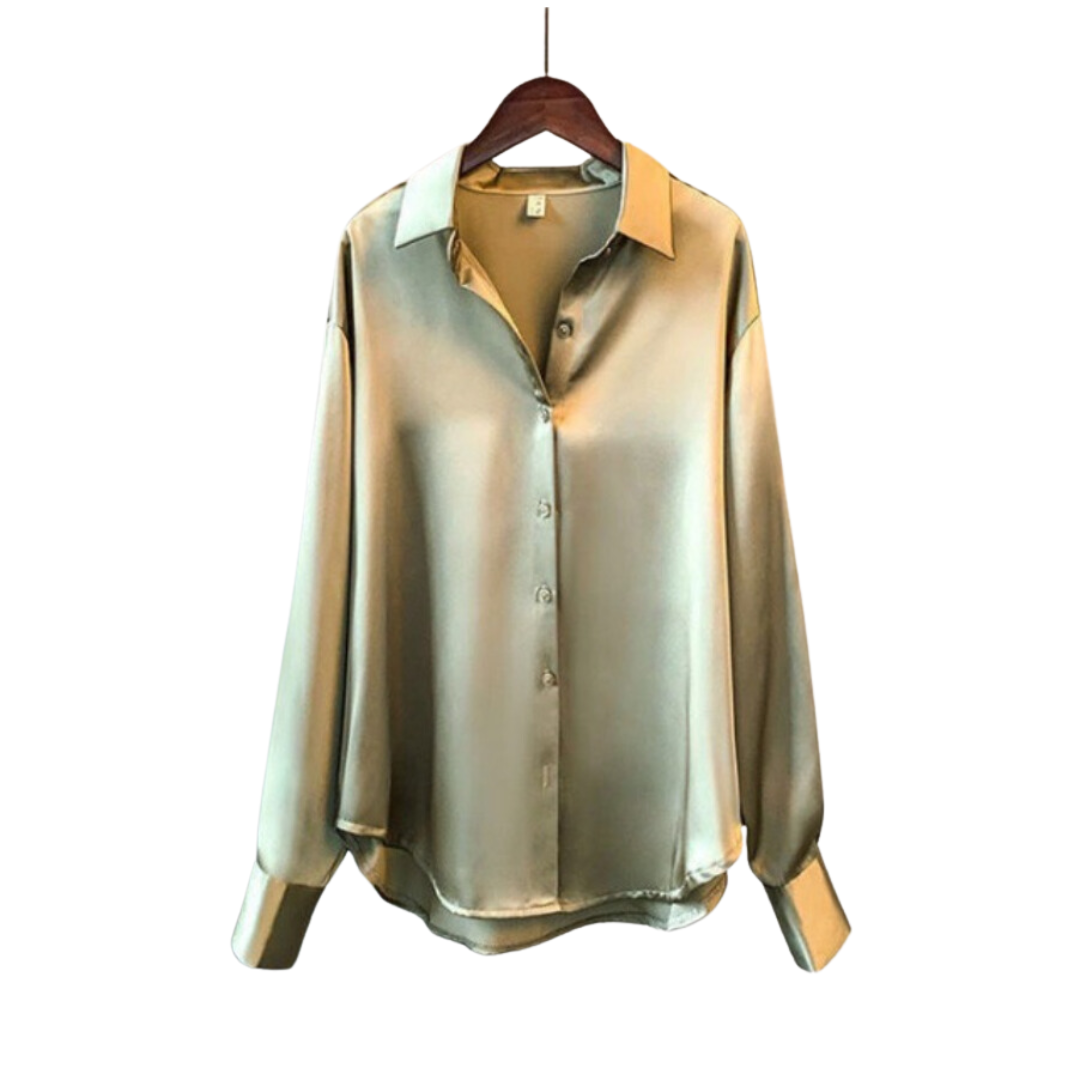 Marguerite – Luxe Satin Button-Up Shirt for Women