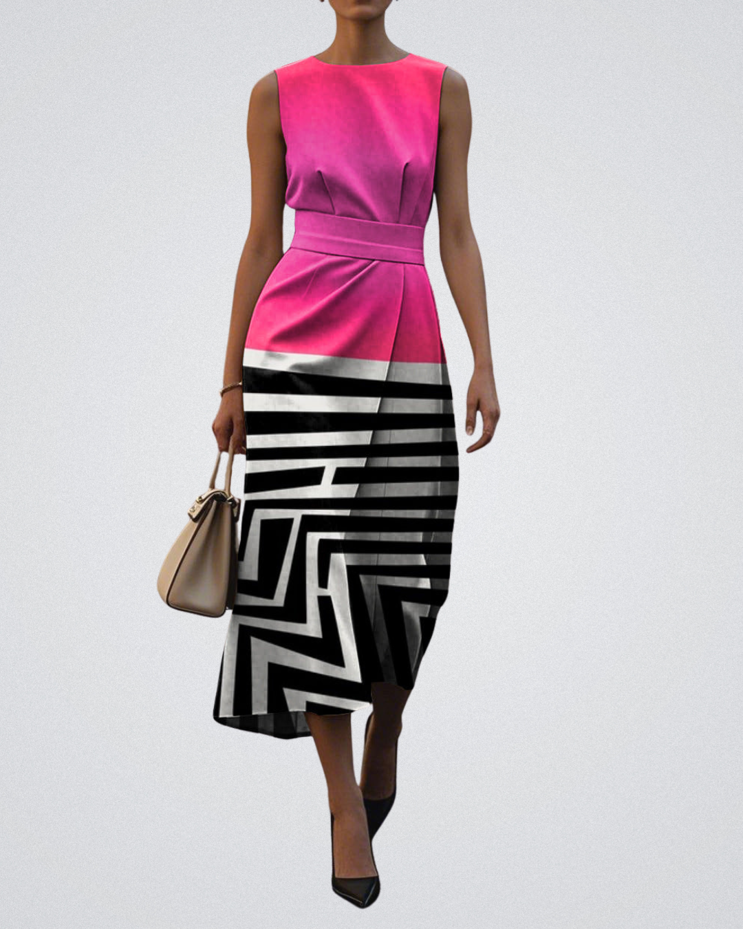 Andrea – Sculpted Sleeveless Asymmetric Midi Dress for Women