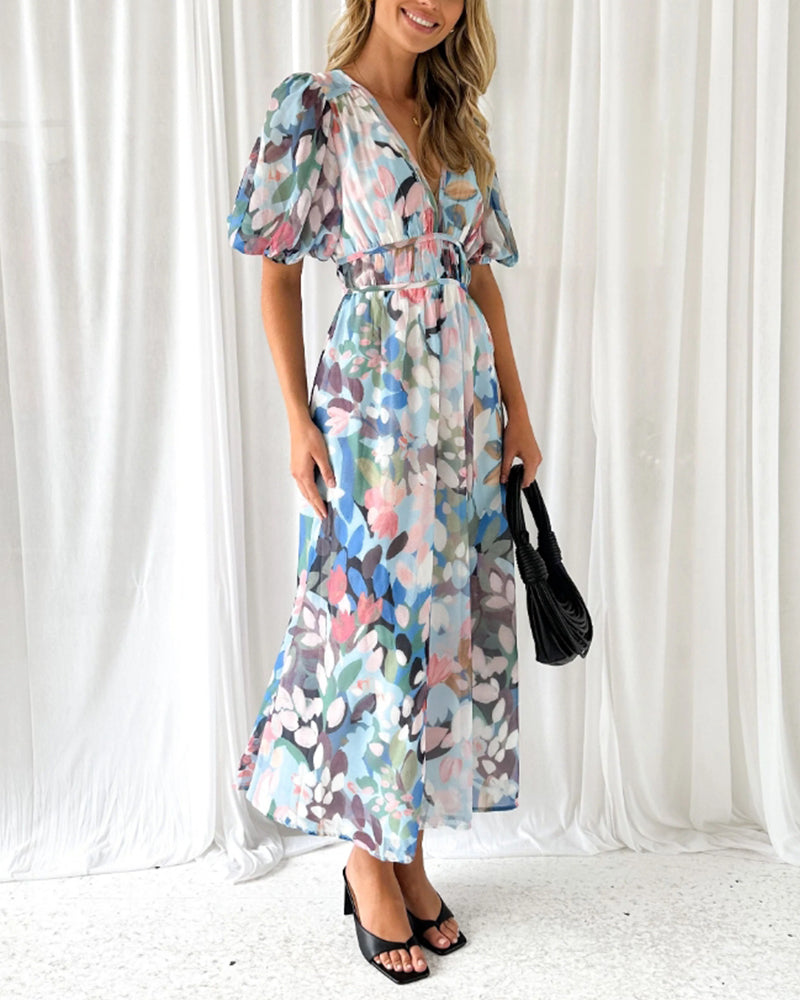 Marivelle – Floral Flare Chiffon Maxi Dress