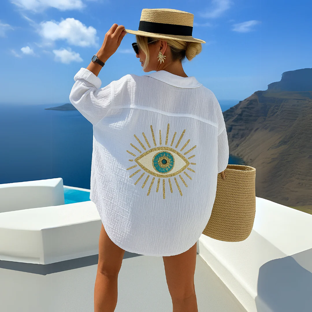 Avenza – Mystic Eye Embroidered Cover-Up Shirt