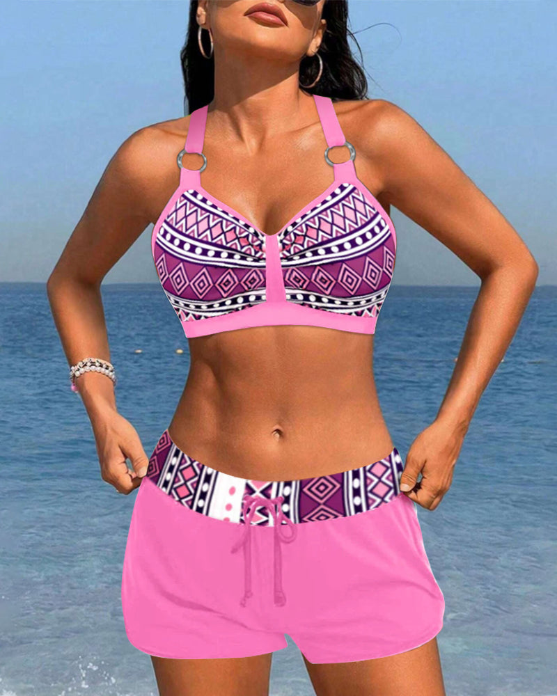 Diamond – Tribal-Chic Two-Piece Tankini Set for Active Summer Days