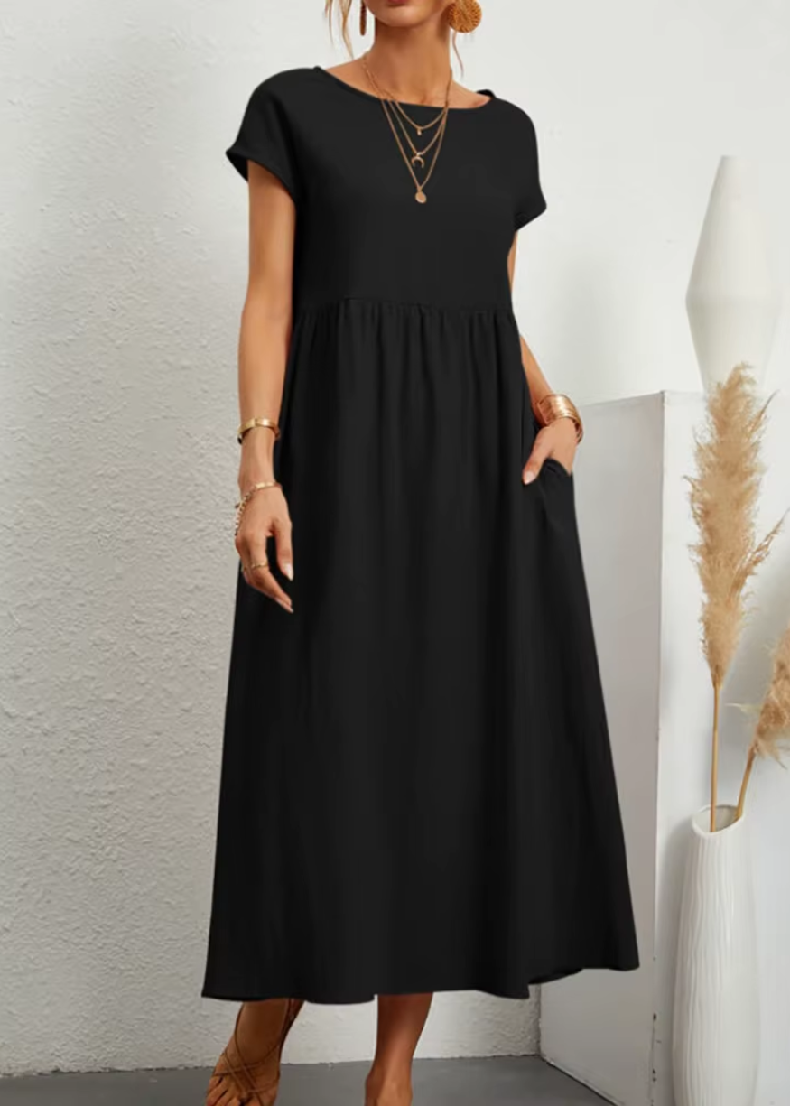 Margherita – Casual Cap Sleeve Cotton Maxi Dress for Women