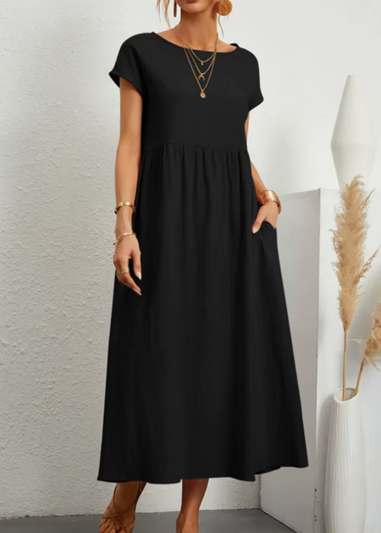 Margherita – Casual Cap Sleeve Cotton Maxi Dress for Women