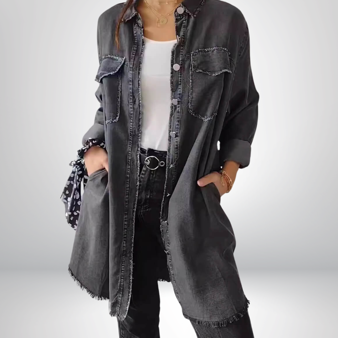 Denvira – Longline Denim Shirt Dress for Women