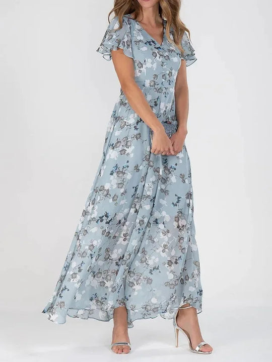 Melia – Flutter Sleeve Floral Maxi Dress