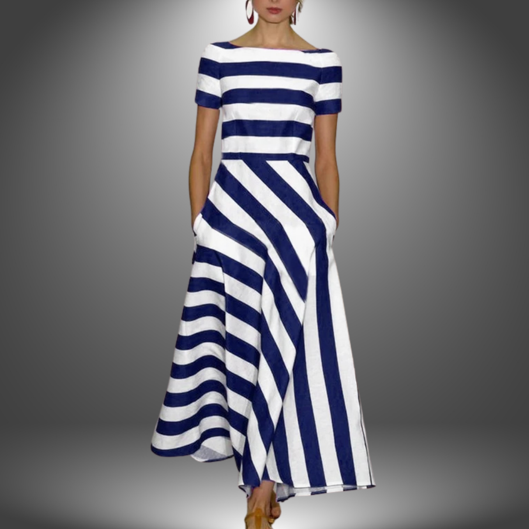 Viola – Striped Elegance Maxi Dress