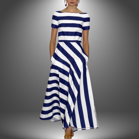 Viola – Striped Elegance Maxi Dress