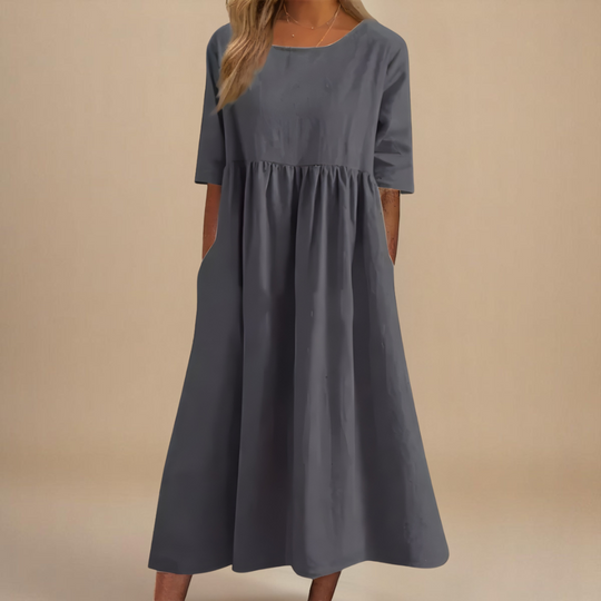 Gisela – Linen Blend Casual Midi Dress