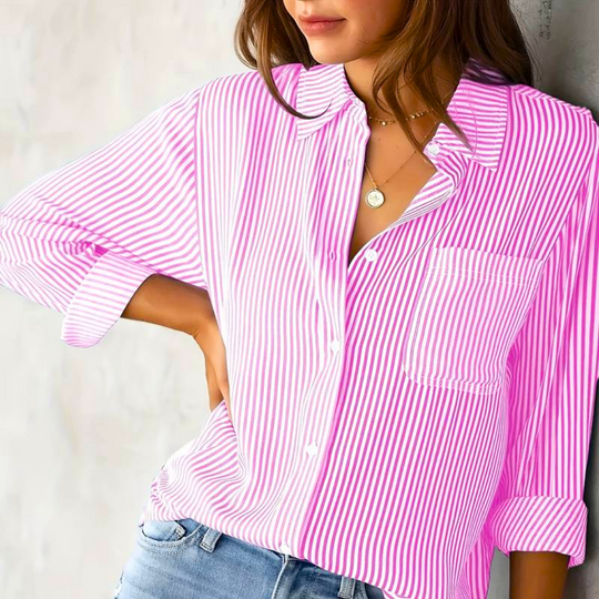 Margaretha – Striped Button-Up Cotton Shirt for Women