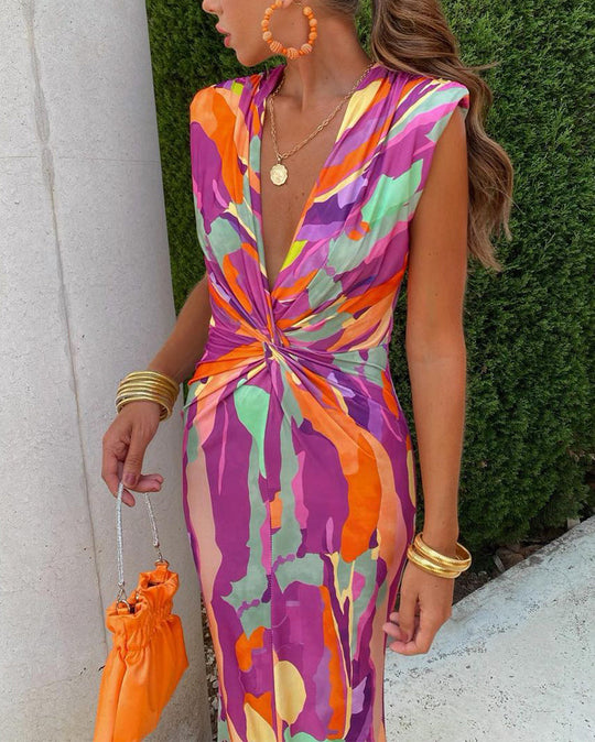Marzella – Sunset Swirl Cutout Maxi Dress for Women