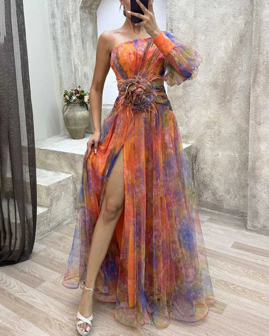 Amberley – Multicolor Sheer Tulle Gown for Women