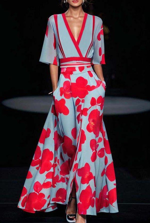 Mariama – Floral Contrast Two-Piece Maxi Set for Women