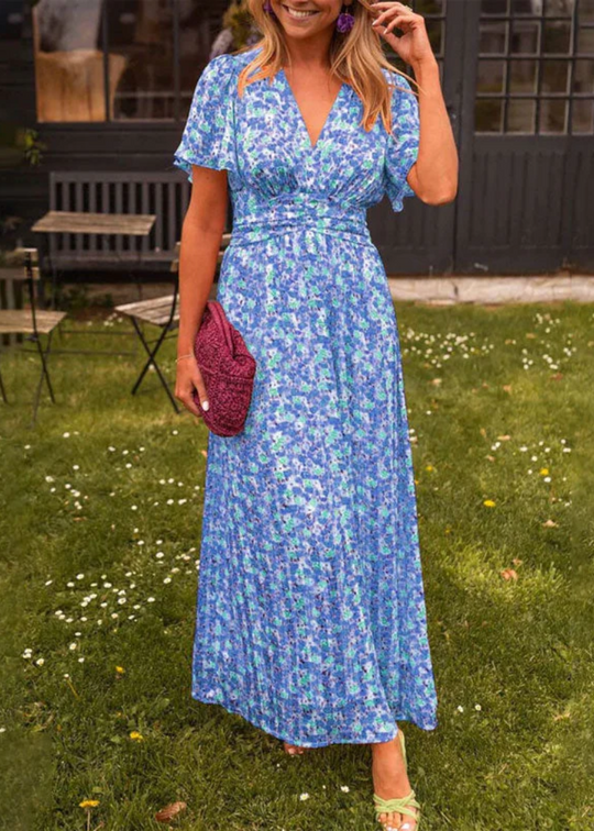 Denny – Printed Flutter Sleeve Midi Dress for Women