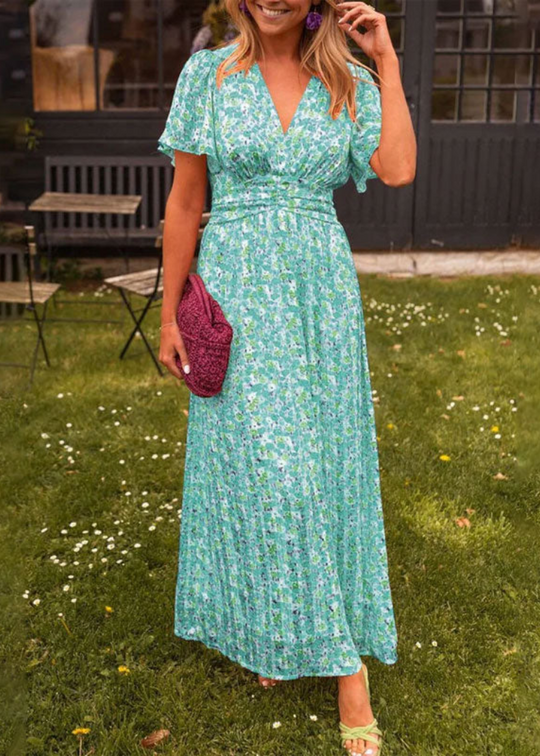 Denny – Printed Flutter Sleeve Midi Dress for Women