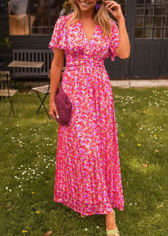 Denny – Printed Flutter Sleeve Midi Dress for Women