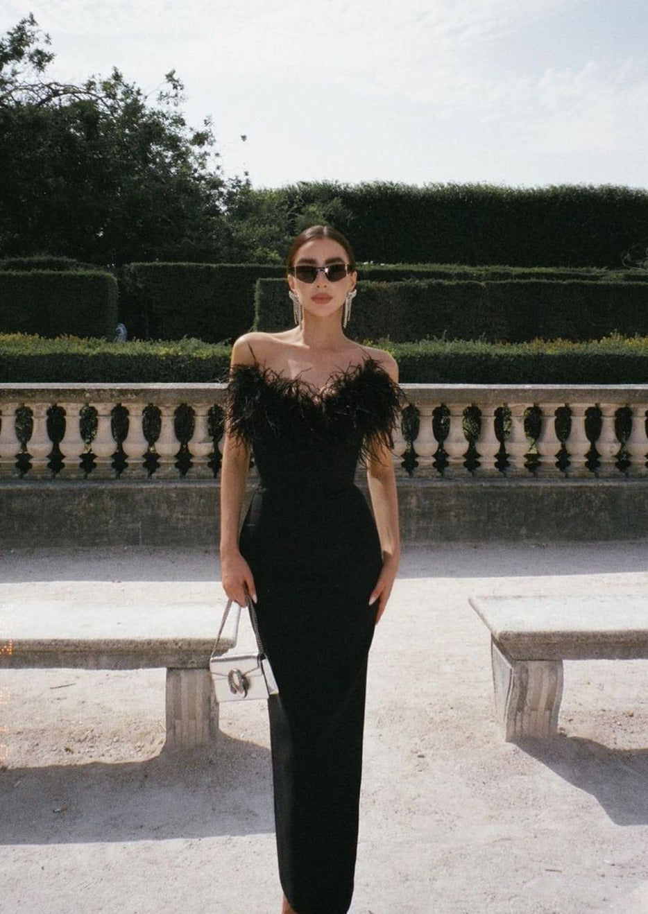 Fjolla – Feathered Elegance Strapless Gown