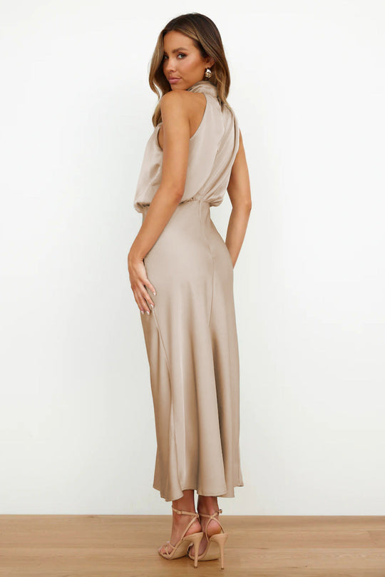 Jolanda – Satin Cowl Neck Midi Dress for Women