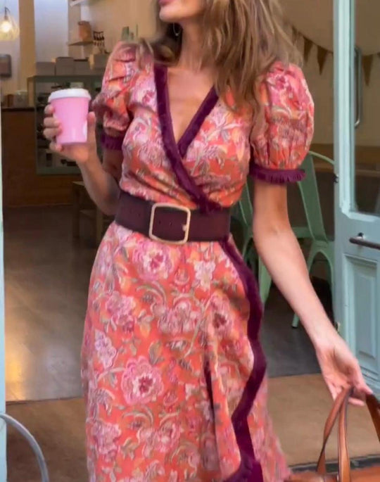 Elin | Summer Boho Dress with Belt and V-neck