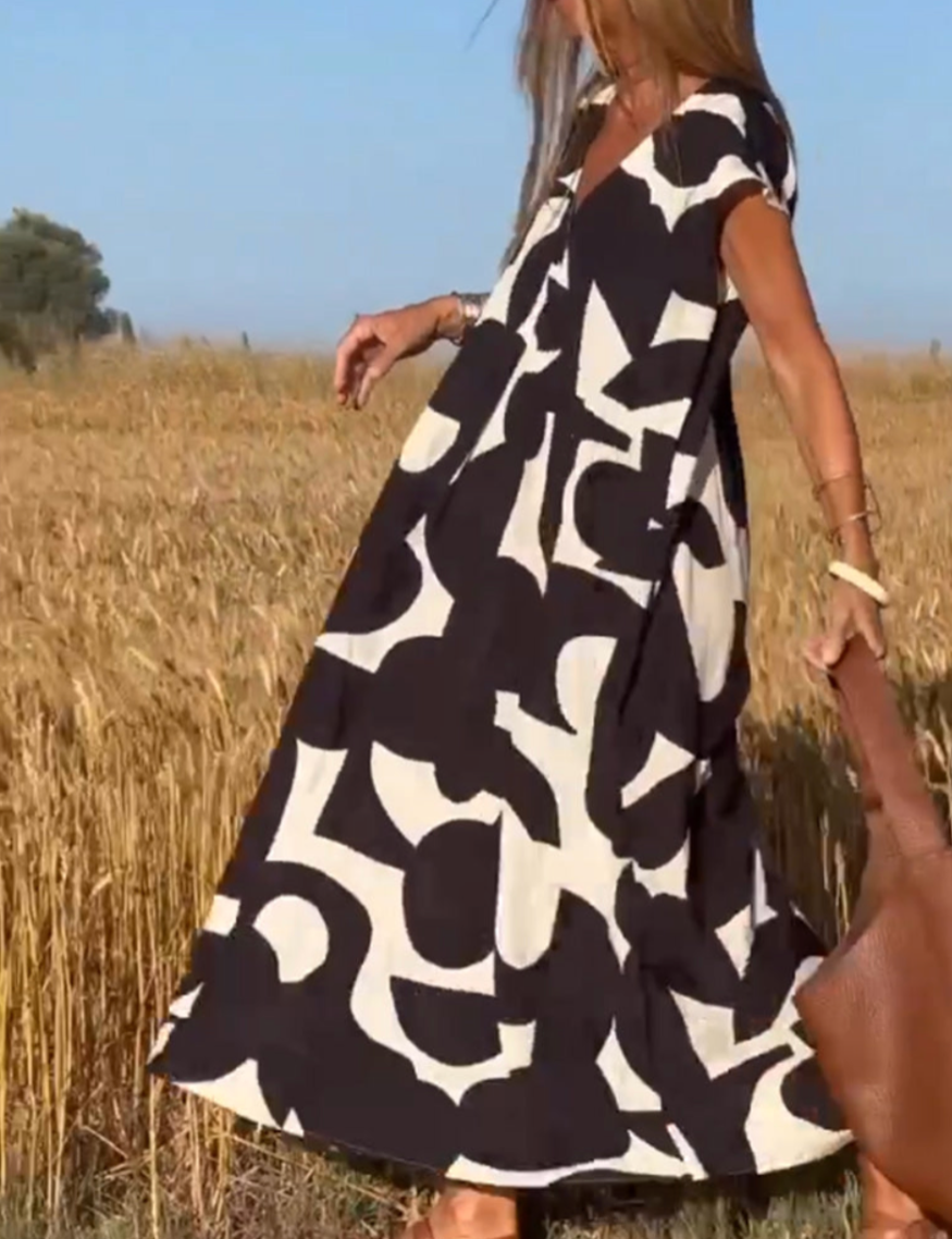 Ellice – Sleeveless Abstract Print Maxi Dress for Women