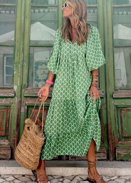 Cree – Printed Boho Midi Dress for Women