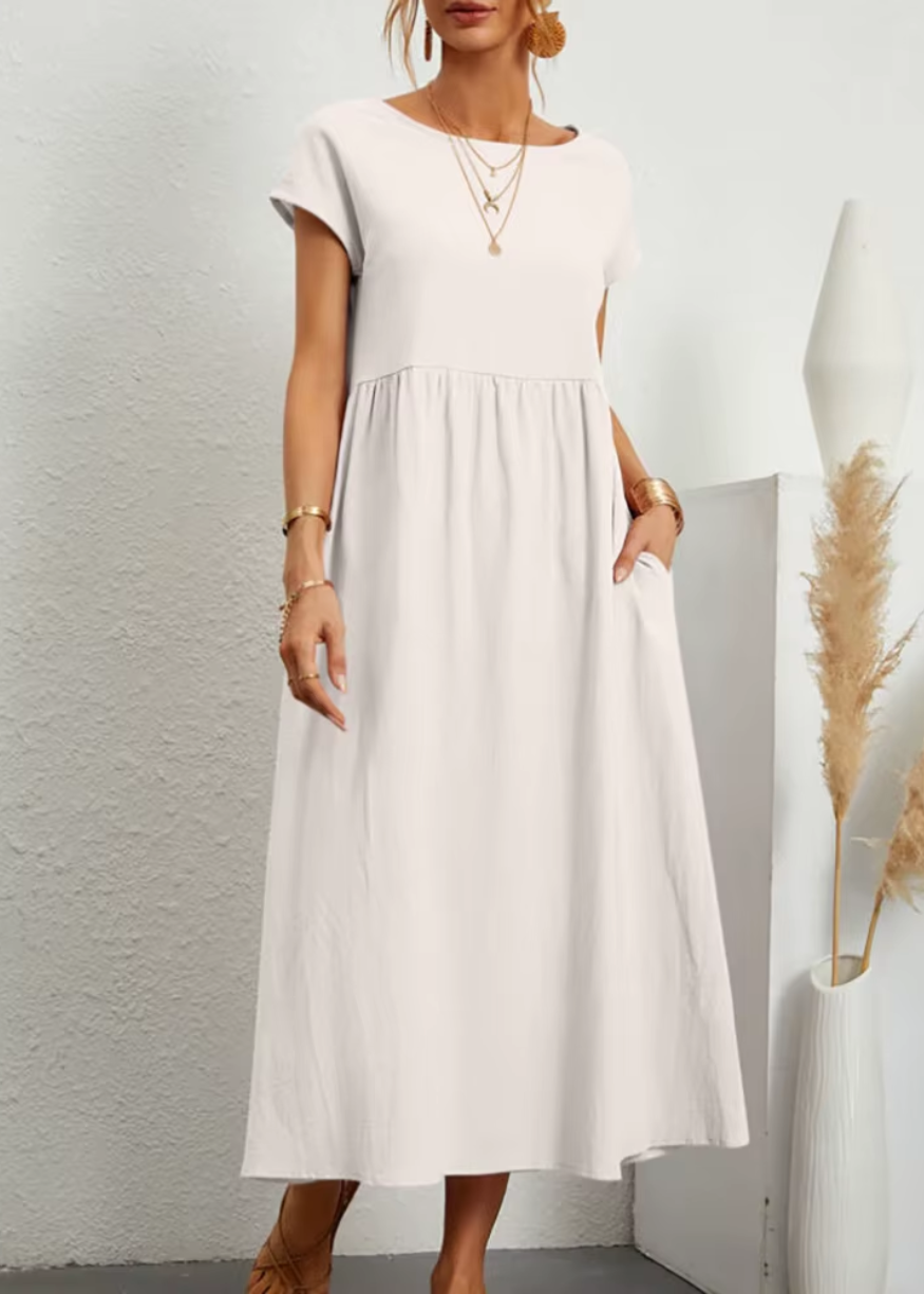 Margherita – Casual Cap Sleeve Cotton Maxi Dress for Women