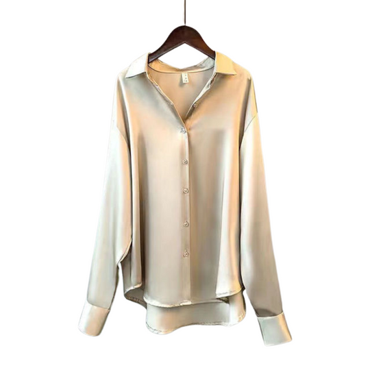 Marguerite – Luxe Satin Button-Up Shirt for Women