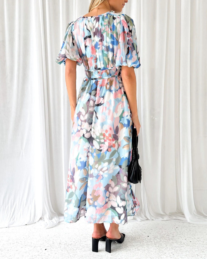 Marivelle – Floral Flare Chiffon Maxi Dress