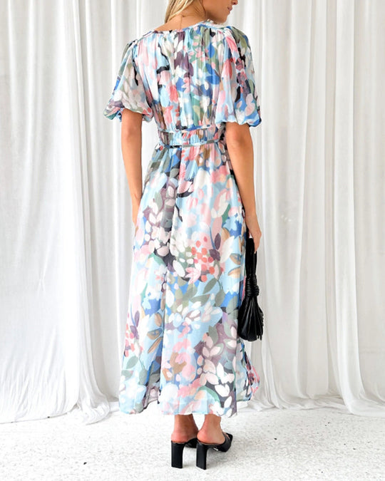 Marivelle – Floral Flare Chiffon Maxi Dress