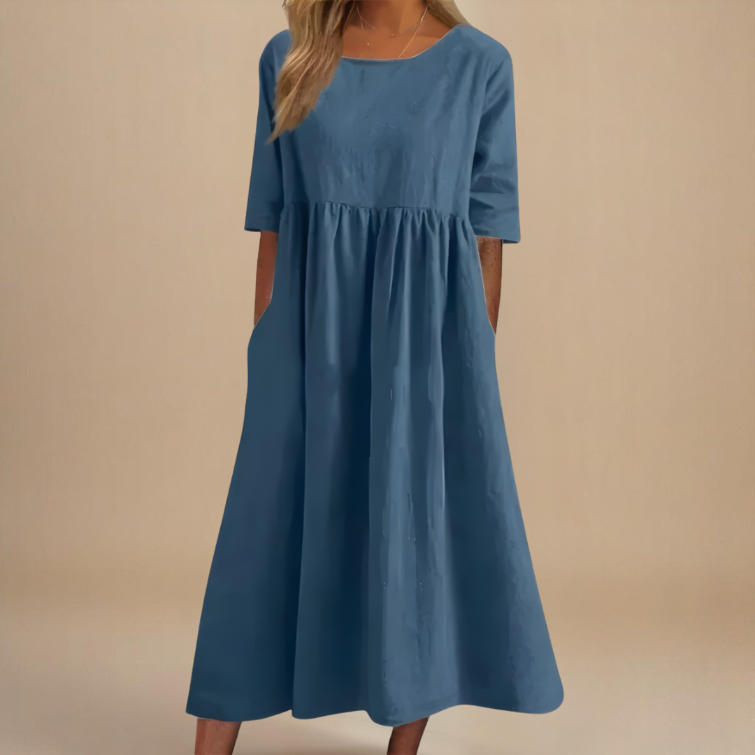 Gisela – Linen Blend Casual Midi Dress