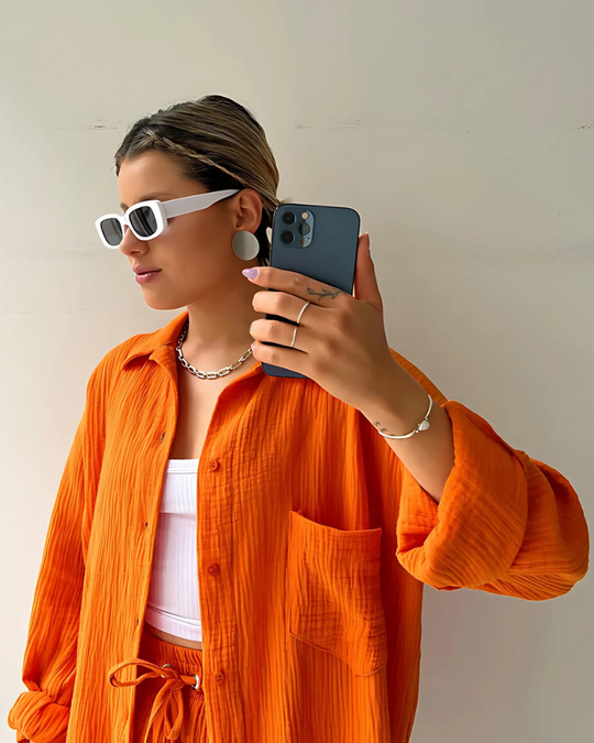 Averra – Textured Lounge Shirt & Shorts Set for Women