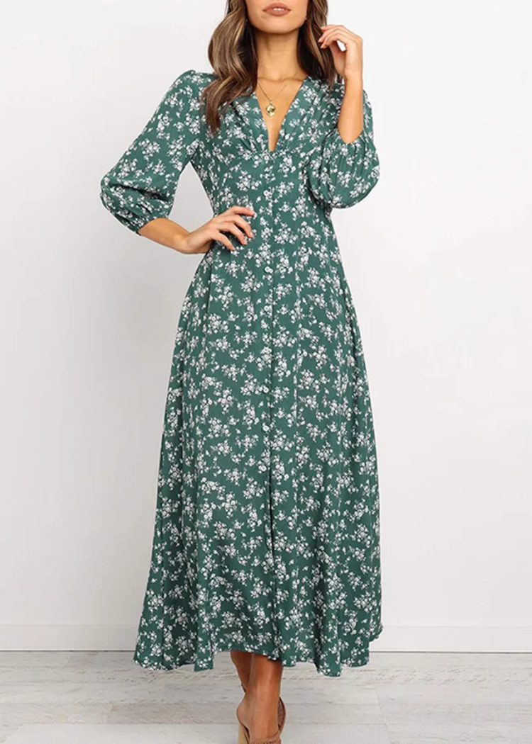 Izzy – Floral Long Sleeve Boho Maxi Dress for Women
