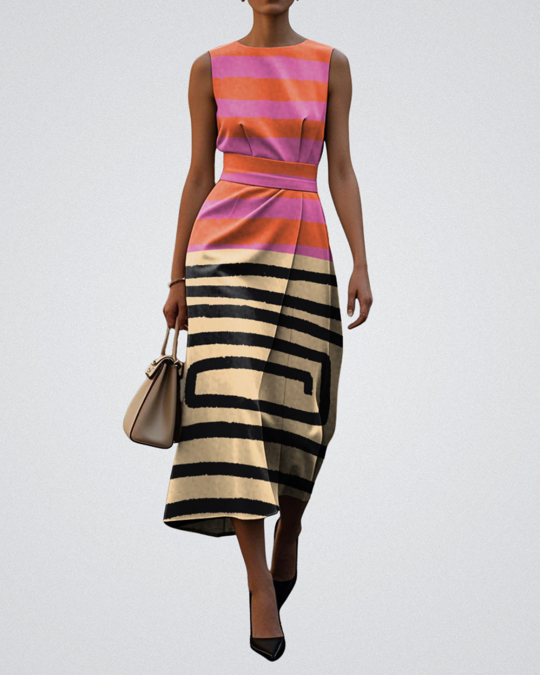Andrea – Sculpted Sleeveless Asymmetric Midi Dress for Women