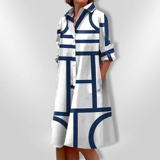 Elisa – Graphic Grid Shirt Dress