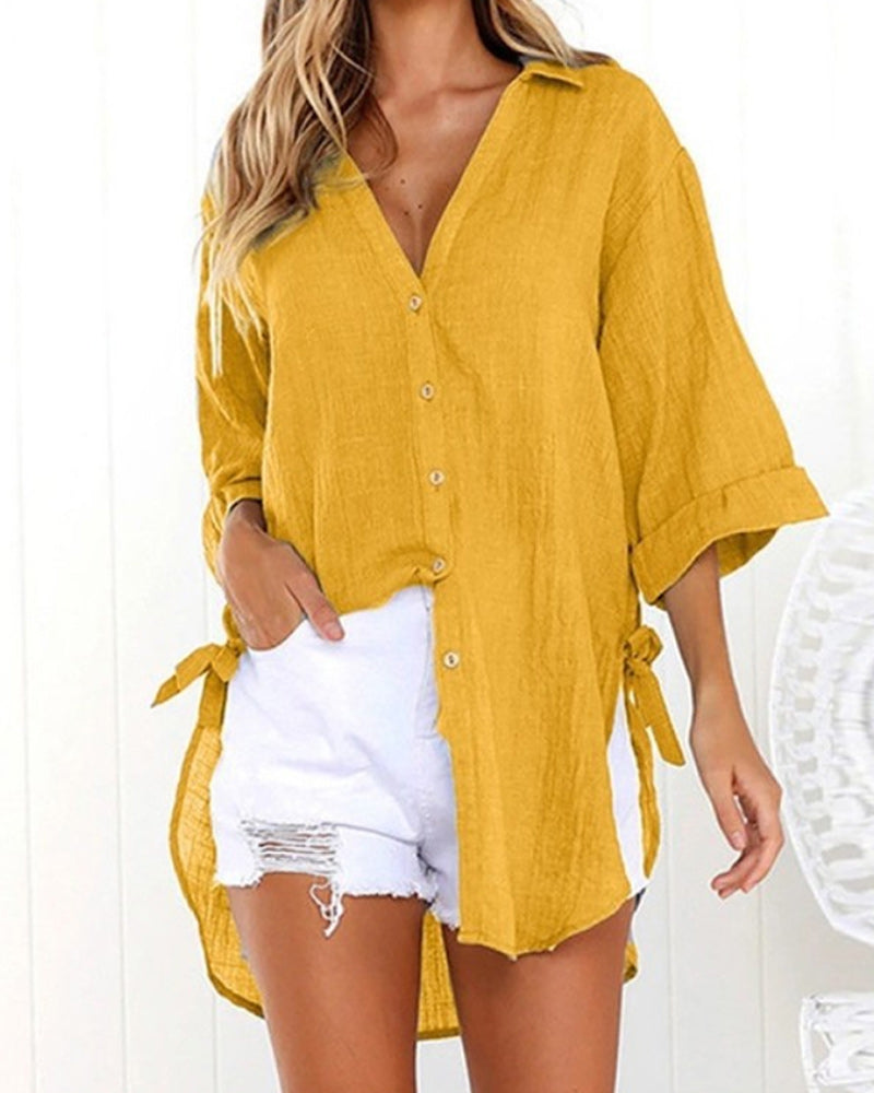 Mairead – Coastal Linen Button-Down Shirt