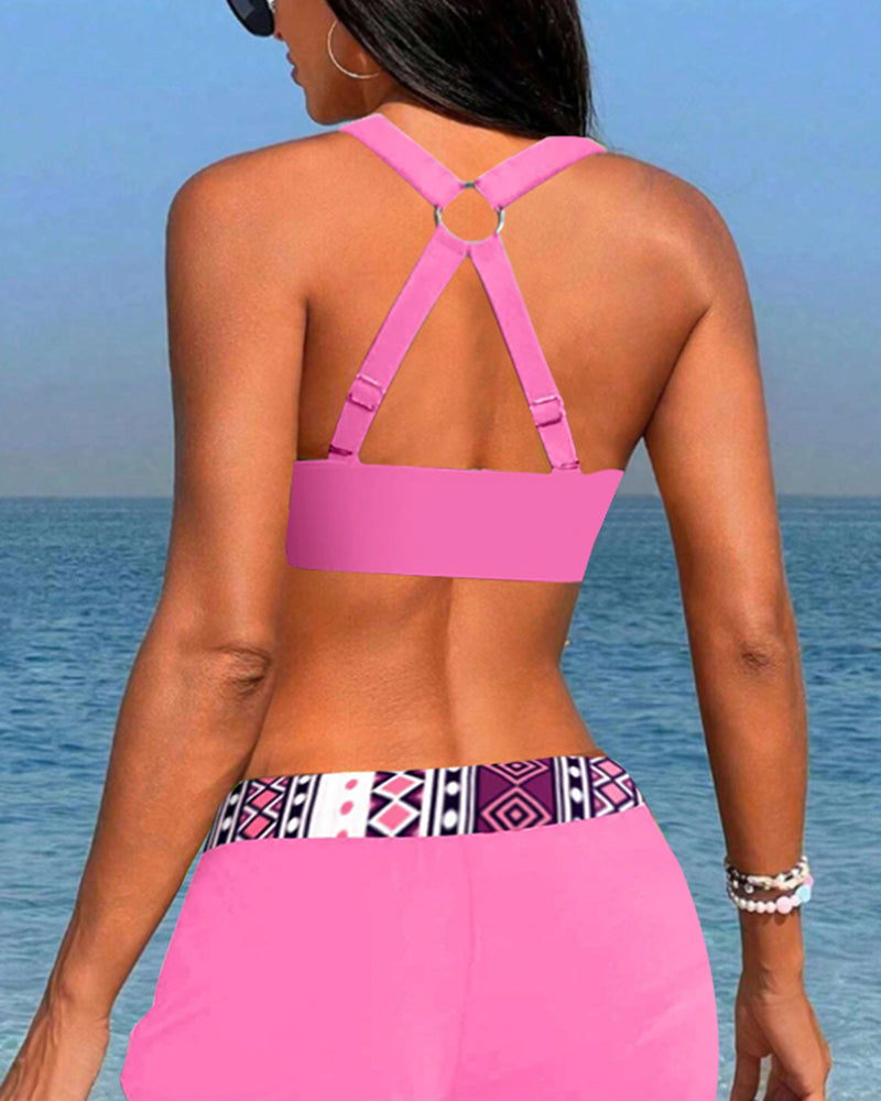 Diamond – Tribal-Chic Two-Piece Tankini Set for Active Summer Days