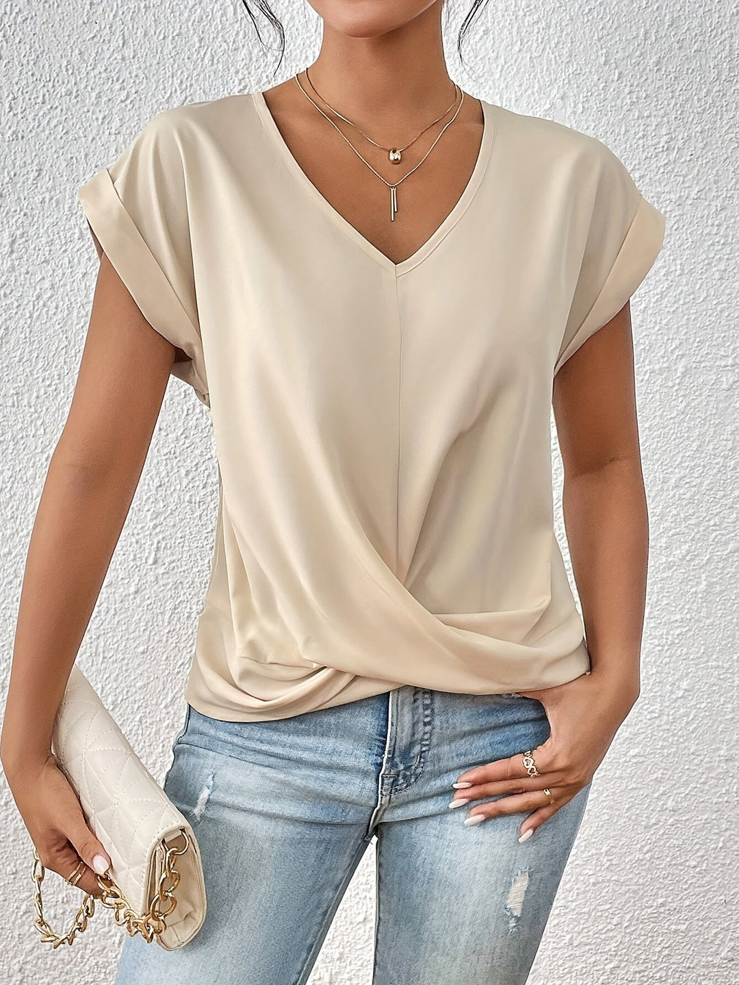 Ember – Soft Drape Twist Tee for Women