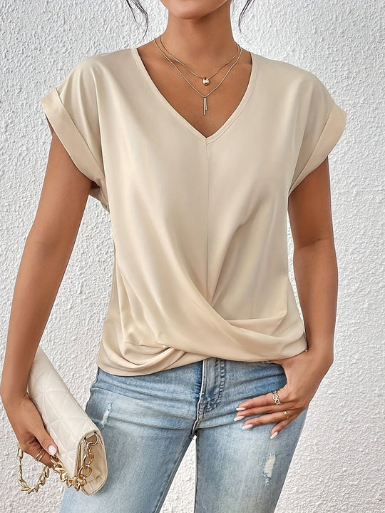 Ember – Soft Drape Twist Tee for Women