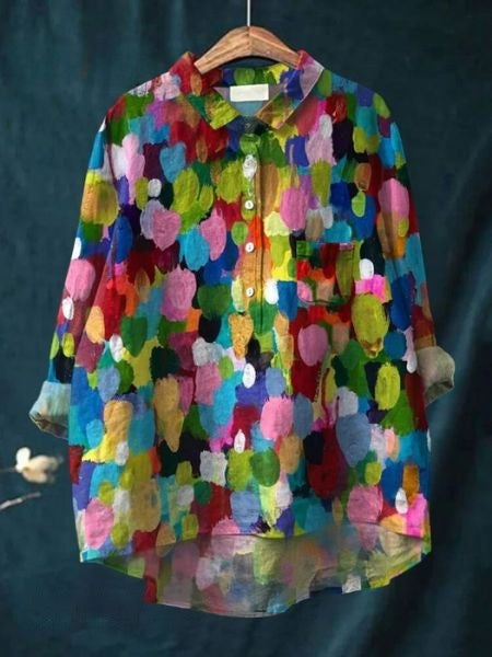 Violae – Artistic Bloom Button-Up Blouse