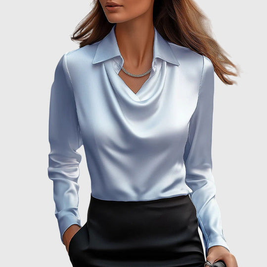 Silvaya – Satin Cowl Neck Blouse for Women