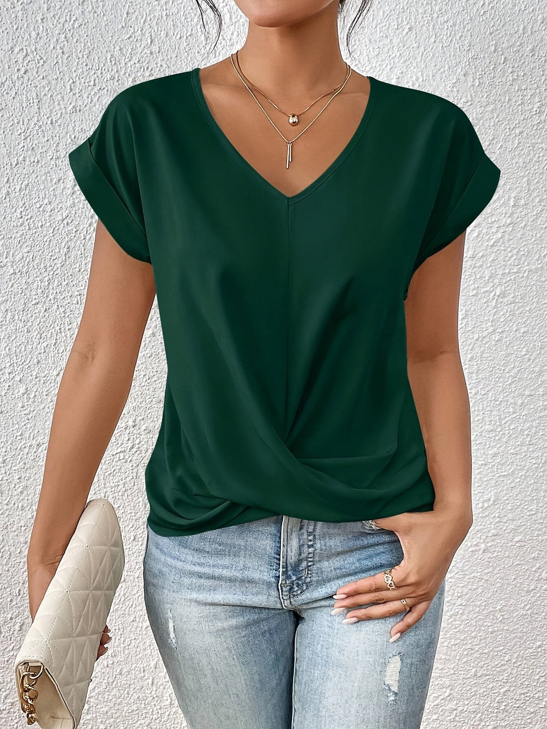 Ember – Soft Drape Twist Tee for Women