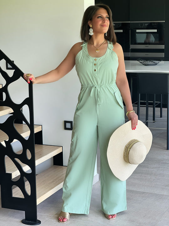Luminae – Button-Front Summer Yellow Jumpsuit for Women
