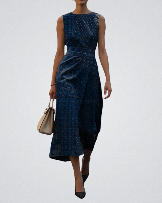 Andrea – Sculpted Sleeveless Asymmetric Midi Dress for Women