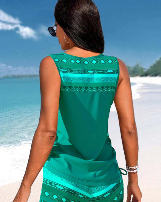 Coral – Boho Breeze Tank & Shorts Set for Women