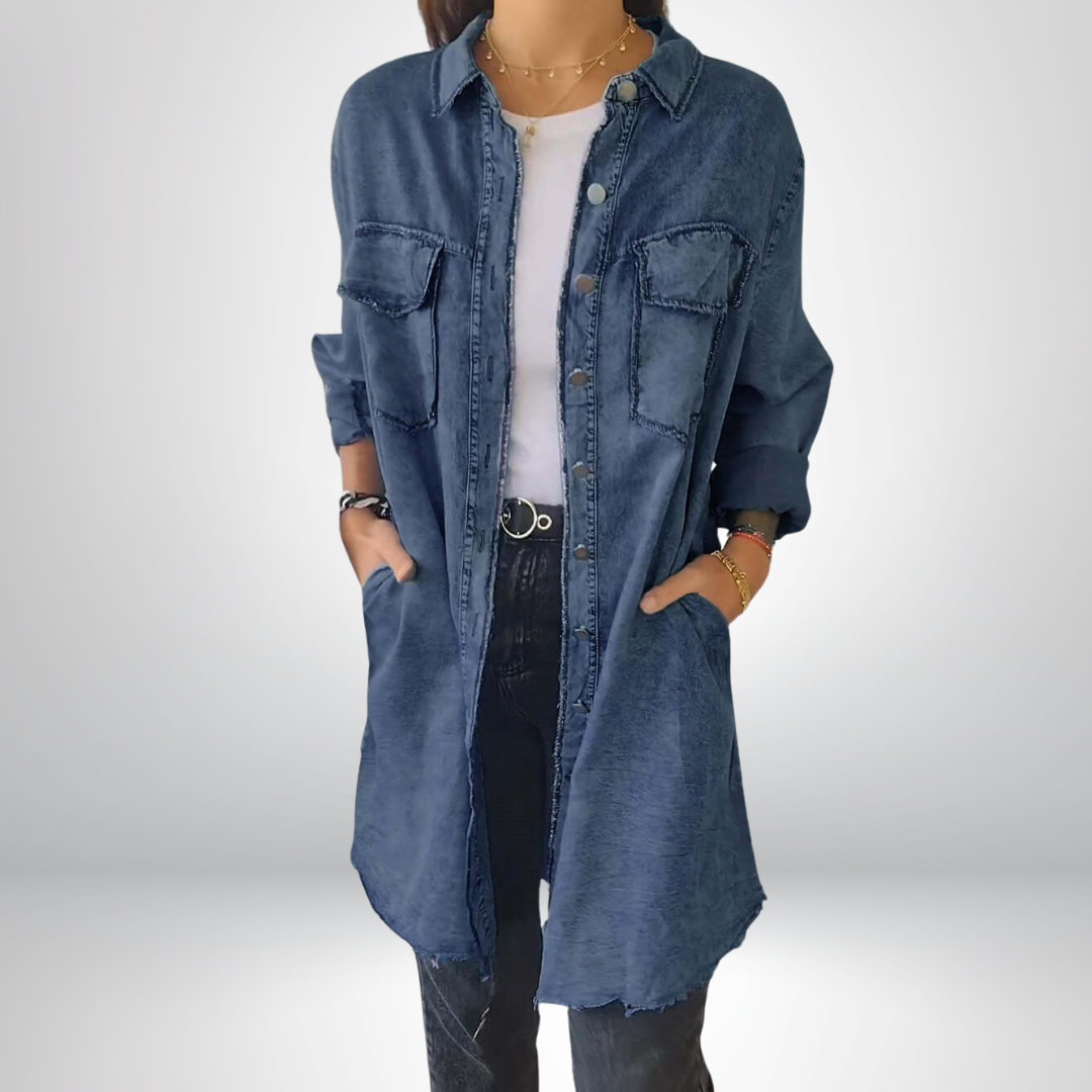 Denvira – Longline Denim Shirt Dress for Women