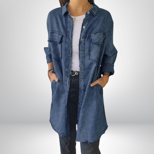 Denvira – Longline Denim Shirt Dress for Women