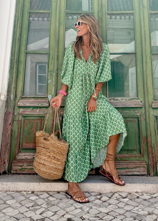 Cree – Printed Boho Midi Dress for Women